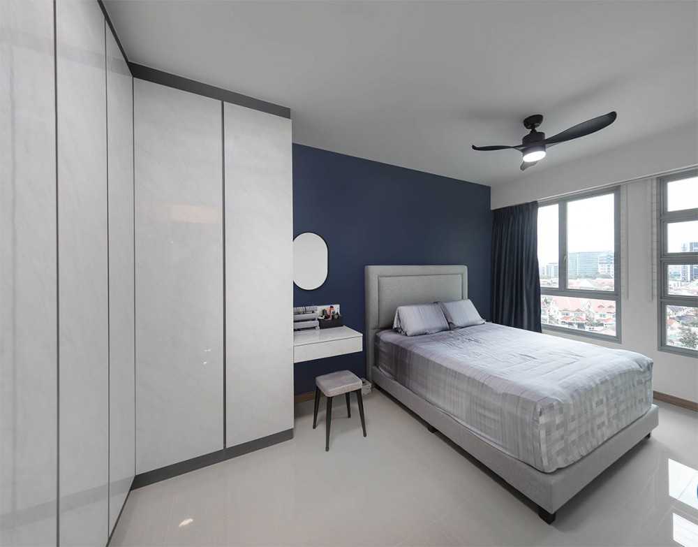Modern Bedroom with Ceiling Light and Wardrobe