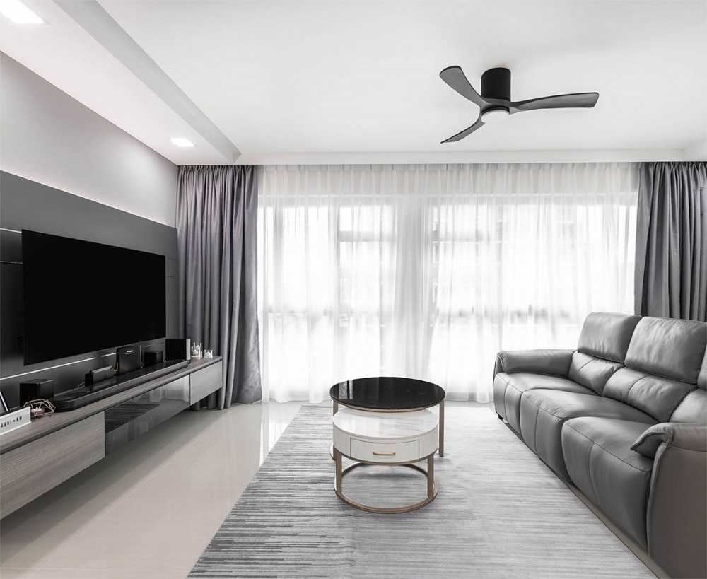 Modern Living Room with TV Console and Downlights