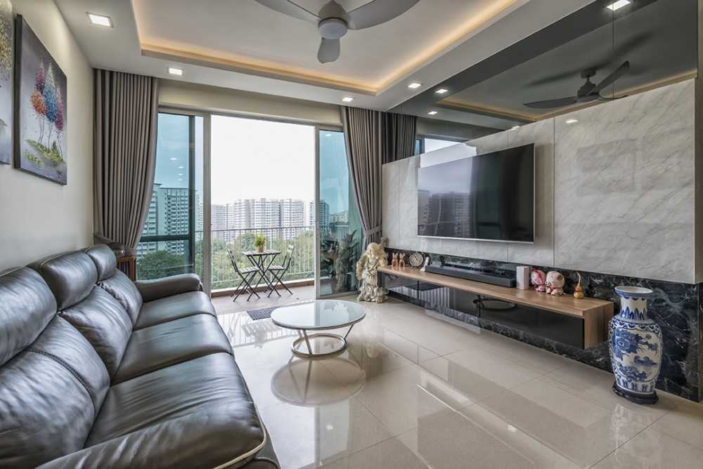 Modern Living Room with TV Console and Feature Wall