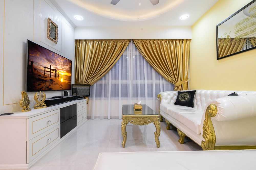 Modern Living Room with TV Console and Feature Wall