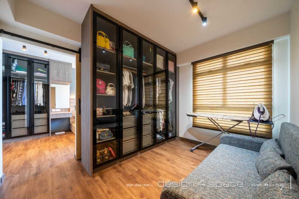 Scandinavian Bedroom with Vinyl Flooring and Wood Flooring