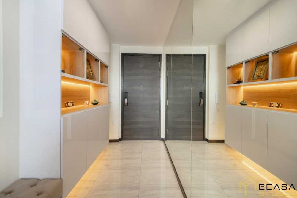 Modern Foyer with Artwork and Console Table