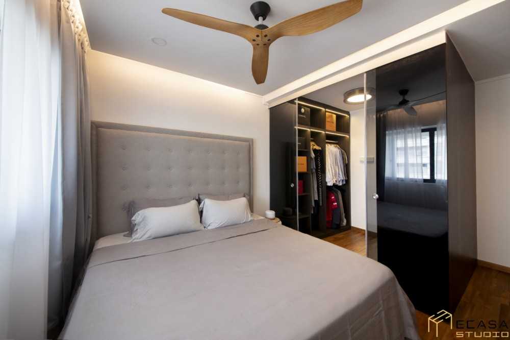 Minimalist Bedroom with Bed and Lighting