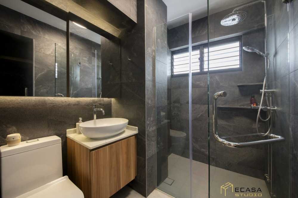 Minimalist Bathroom with Bathroom Accessories and Toilet Bowl