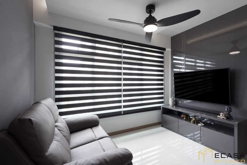 Contemporary Living Room with TV Console and Cove Lighting