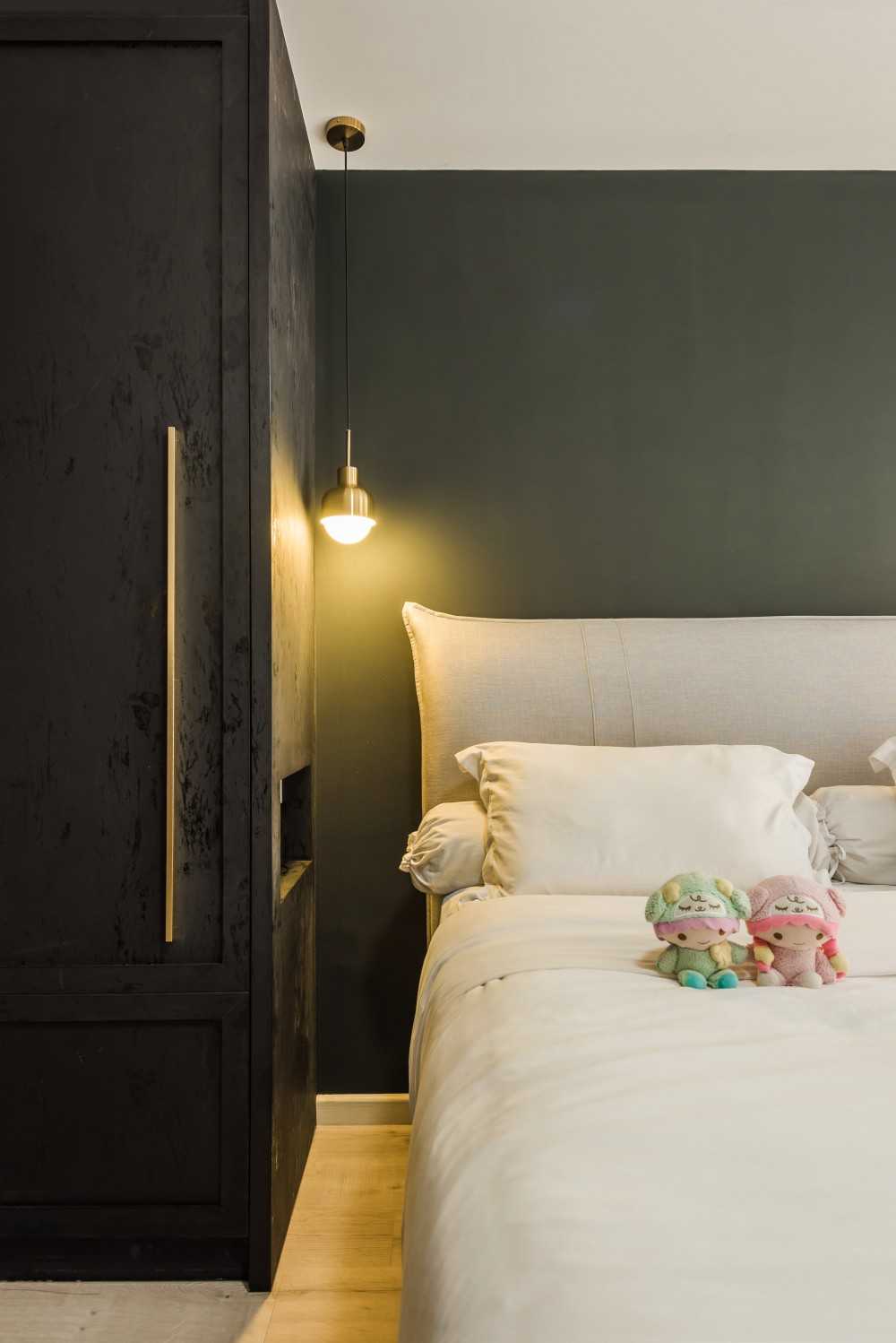Country Bedroom with Drop Light and Wardrobe