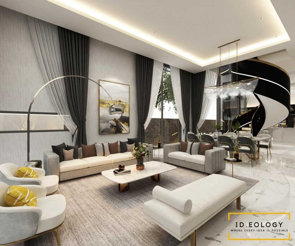 Contemporary Living Room with Bookshelf and Settee