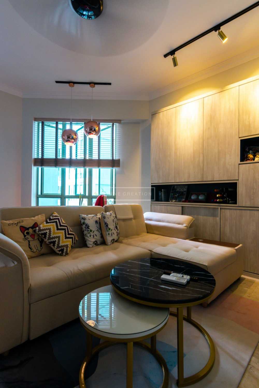 Scandinavian Living Room with Bookshelf and Sofa