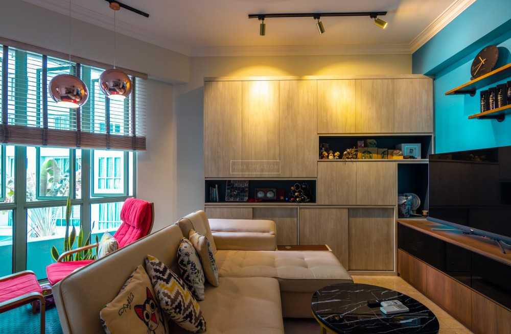 Scandinavian Living Room with Bookshelf and Sofa