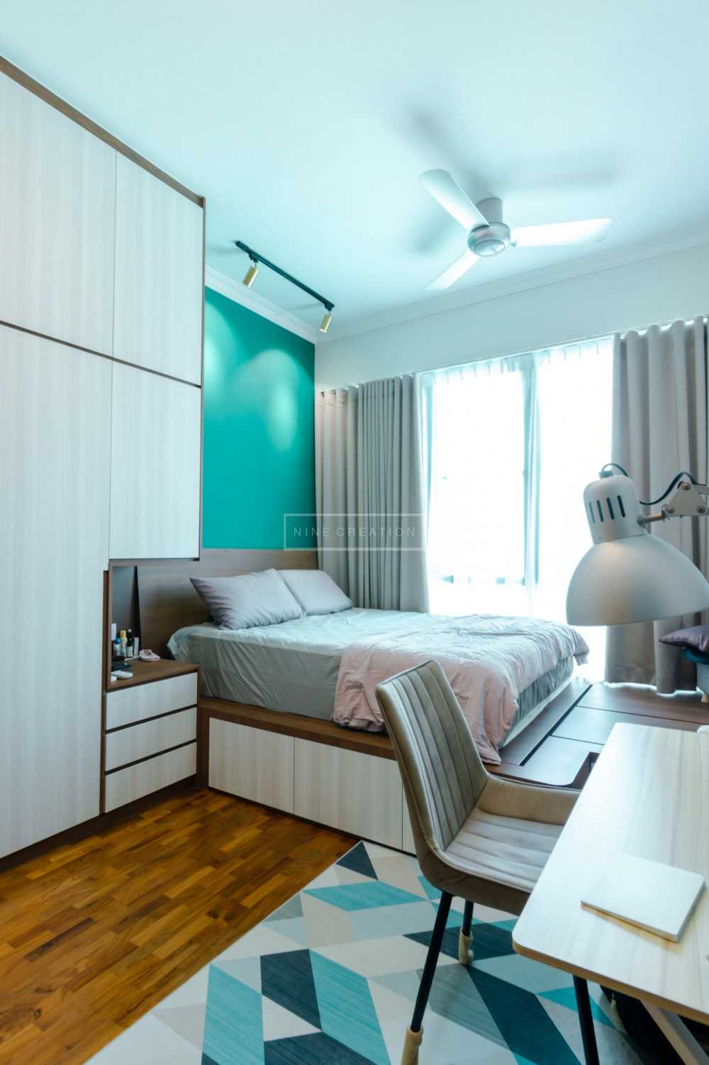 Scandinavian Bedroom with Platform Bed and Parquet Floor