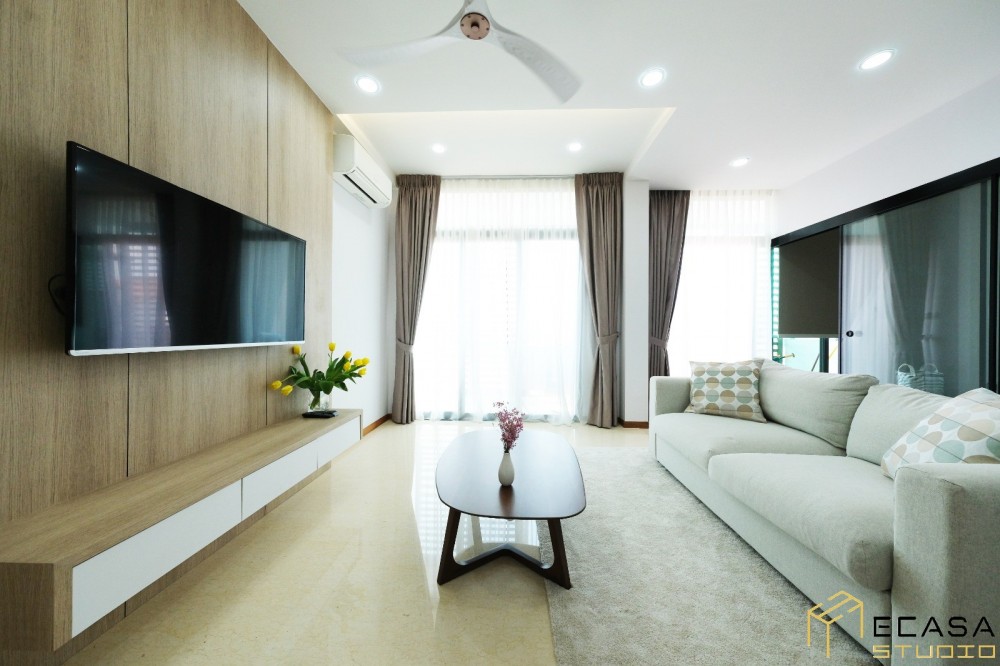 Scandinavian Living Room with Sofa and TV