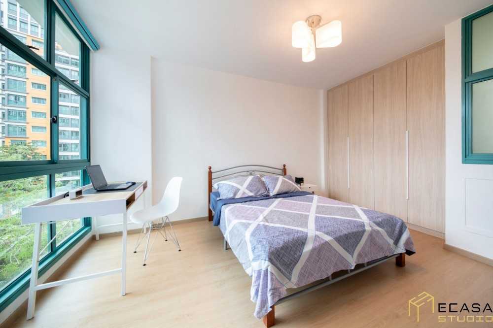 Scandinavian Bedroom with Bed and Lamps