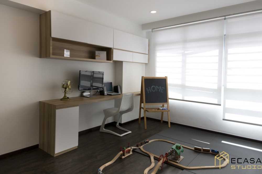 Modern Study with Bookshelf and Desk Chairs