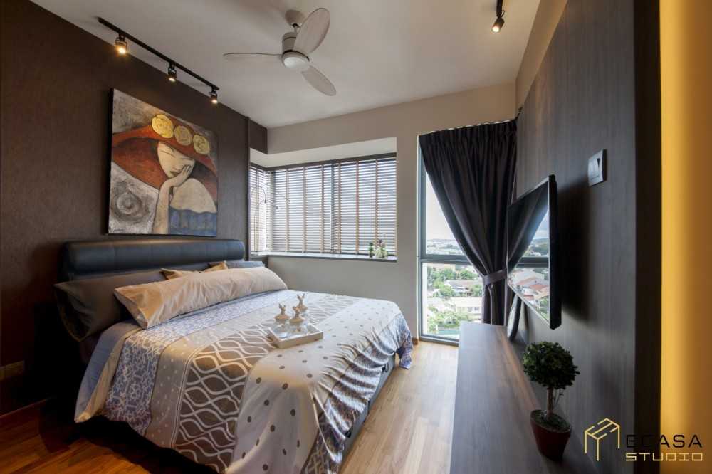 Industrial Bedroom with Bed and Lamps