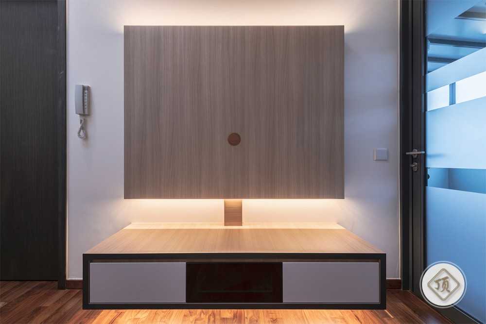 Contemporary Living Room with TV Console and TV