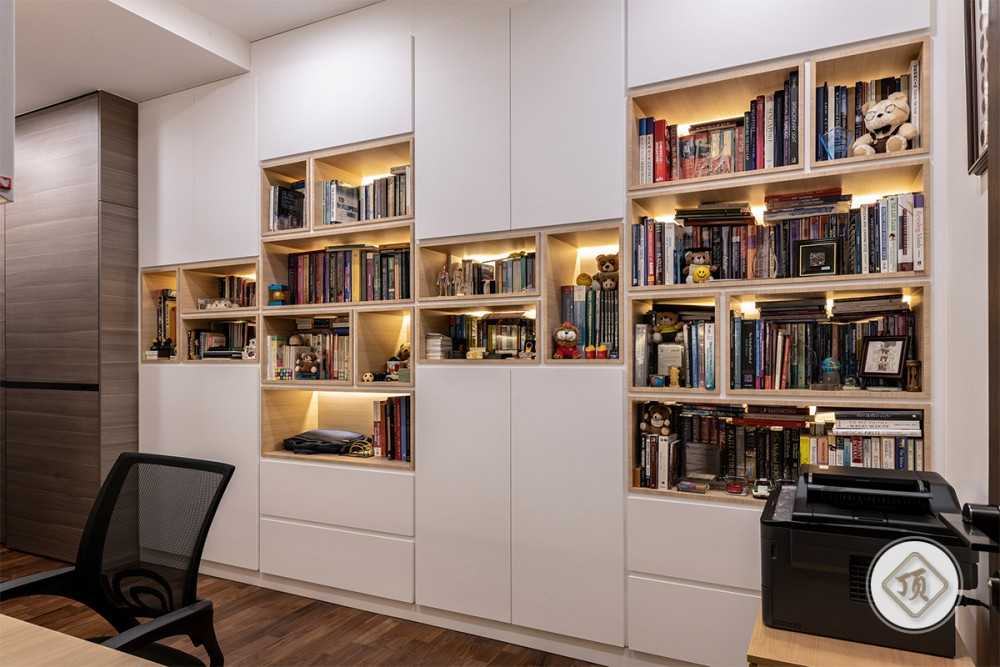 Contemporary Hallway with Bookshelf and Console Table