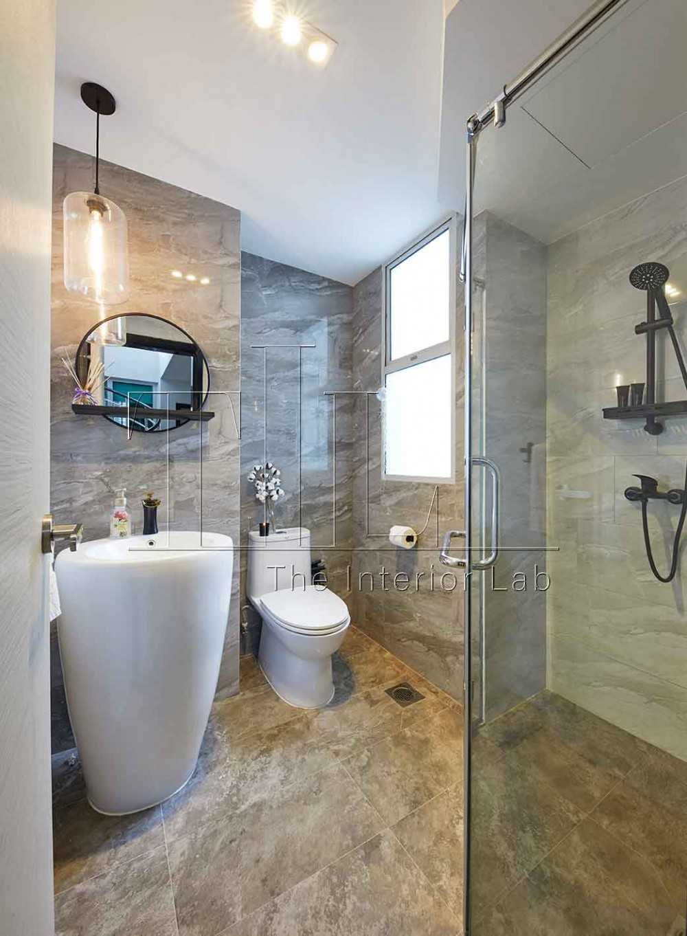 Asian Bathroom with Mirror and Shower Screen
