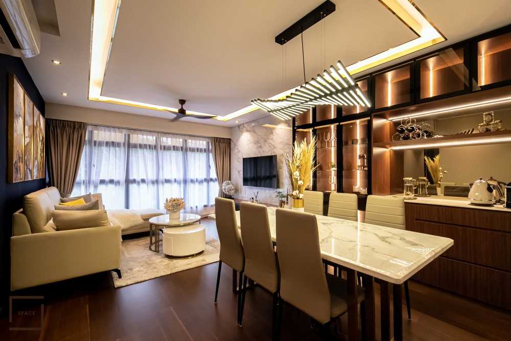 Modern Living Room with Vinyl Flooring and TV Console