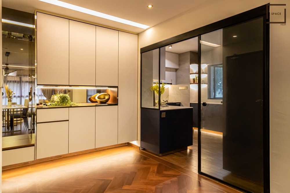 Modern Living Room with Vinyl Flooring and Ceiling Light
