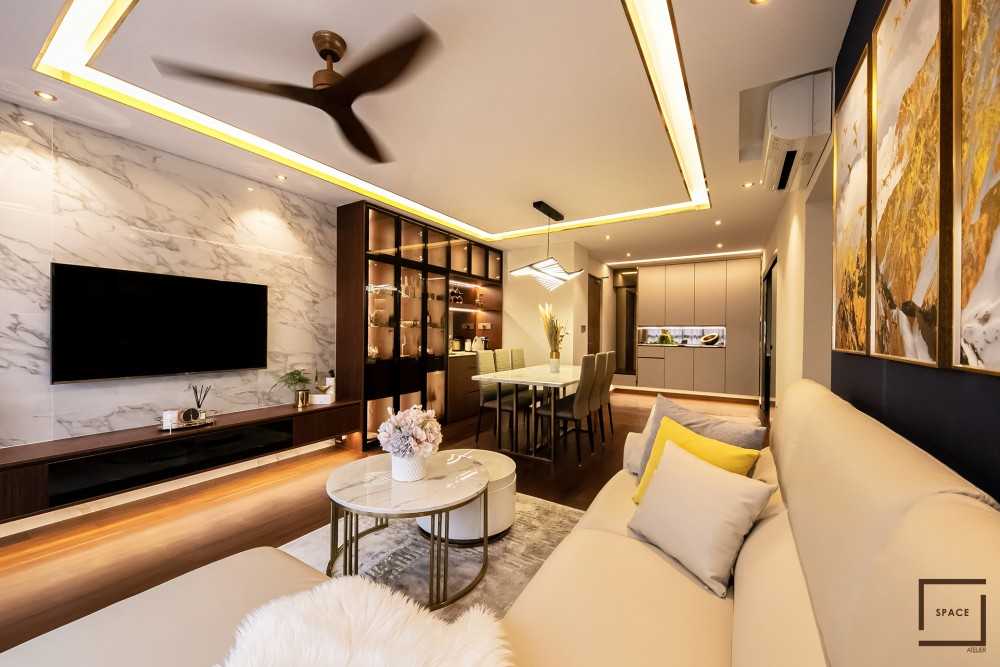 Modern Living Room with TV Console and Sofa