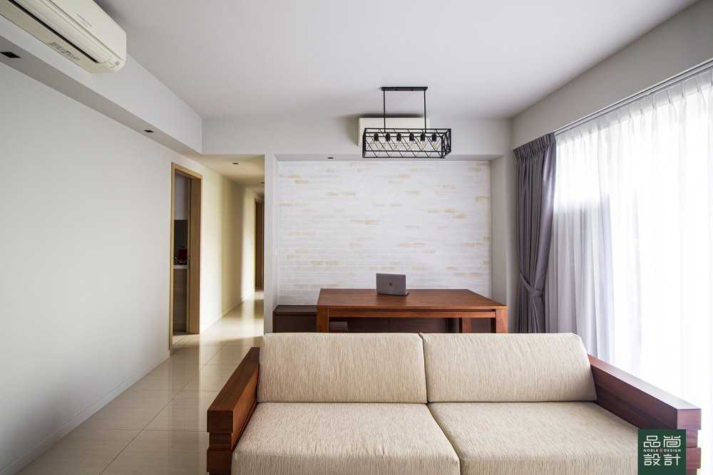 Asian Dining Room with Feature Wall and Dining Table