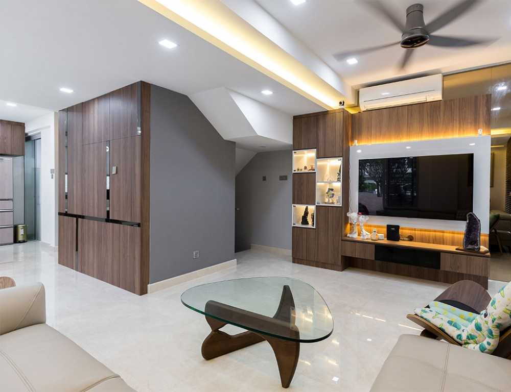 Modern Living Room with TV Console and Feature Wall