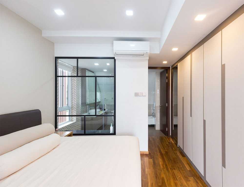 Modern Bedroom with Drop Ceiling and Ceiling Light