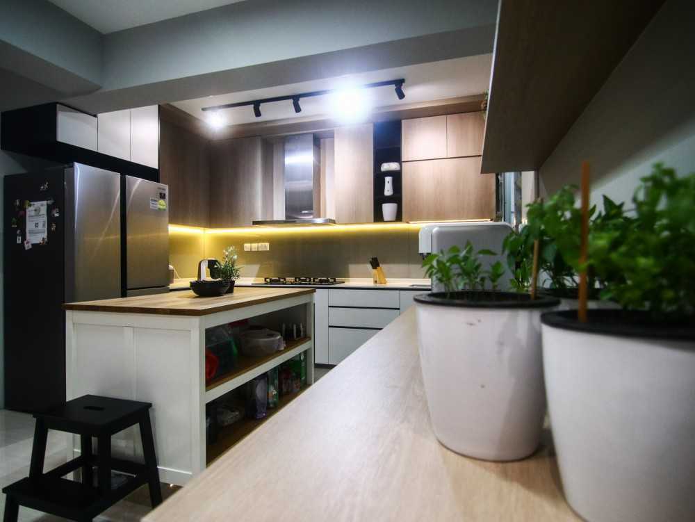 Contemporary Kitchen with Cupboard and Open Kitchen