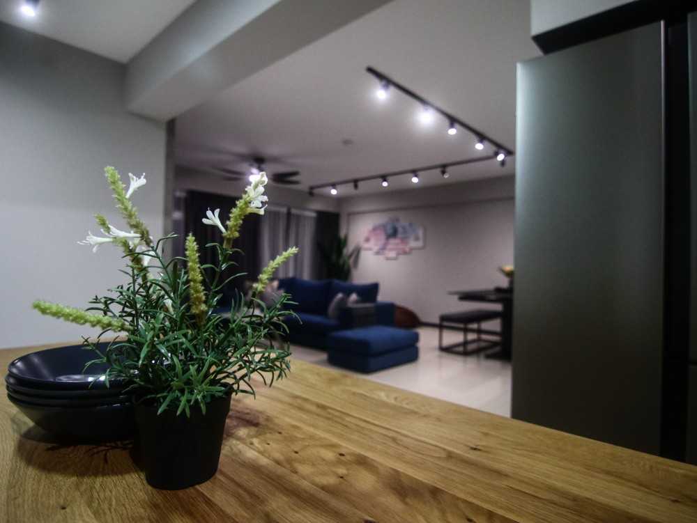 Contemporary Living Room with Lighting and Track Lights