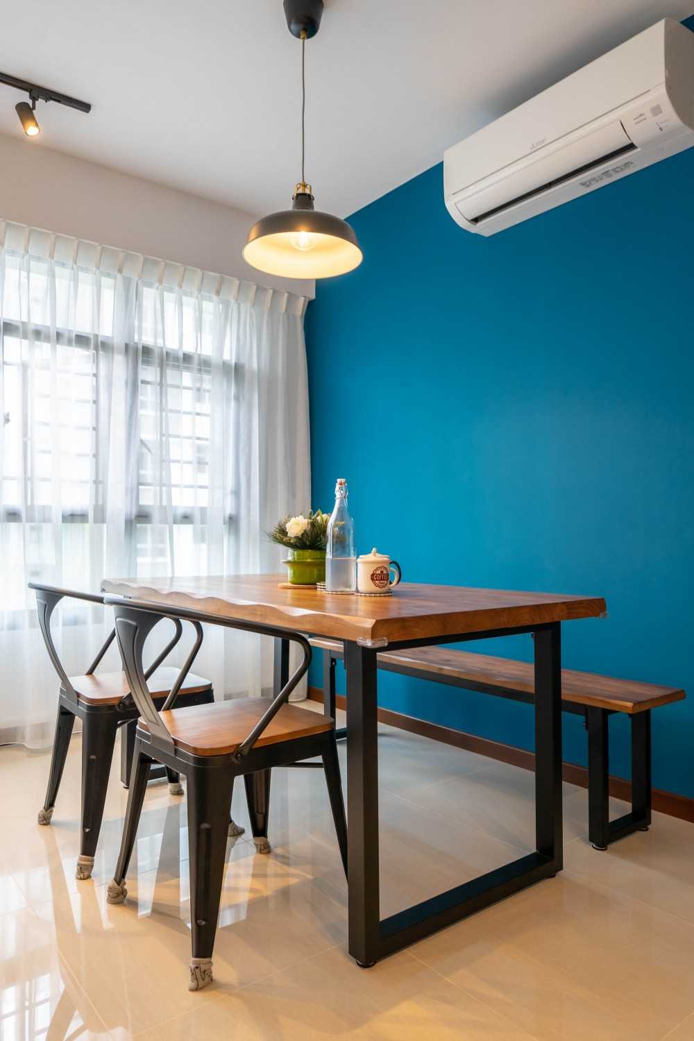 Scandinavian Dining Room with Downlights and Dining Table