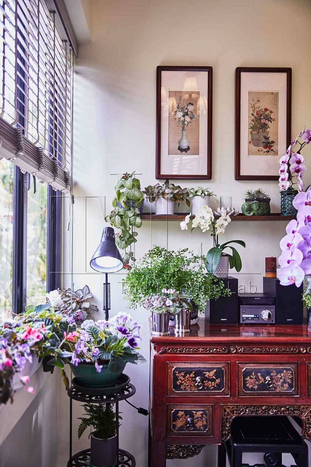 Asian Balcony with Bay Window and Window Seat