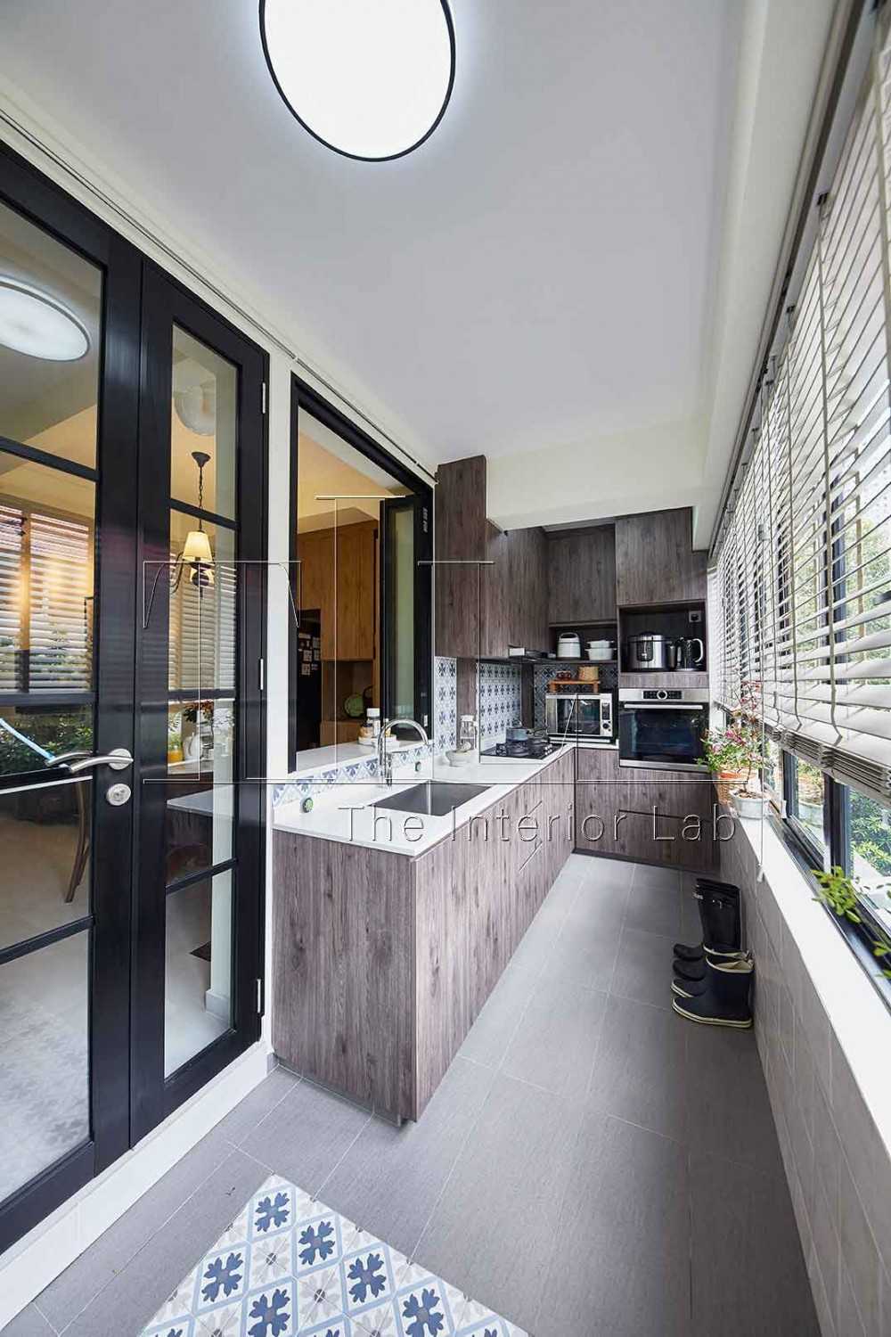 Asian Kitchen with Countertop and Kitchen Window