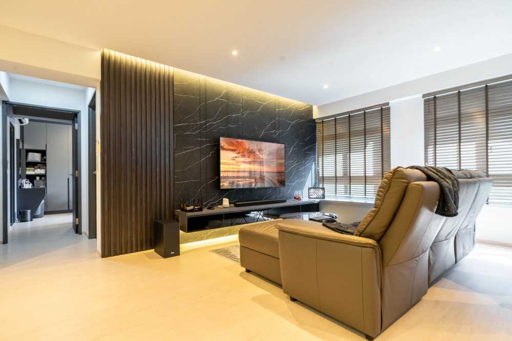 Modern Living Room with Settee and Vinyl Flooring