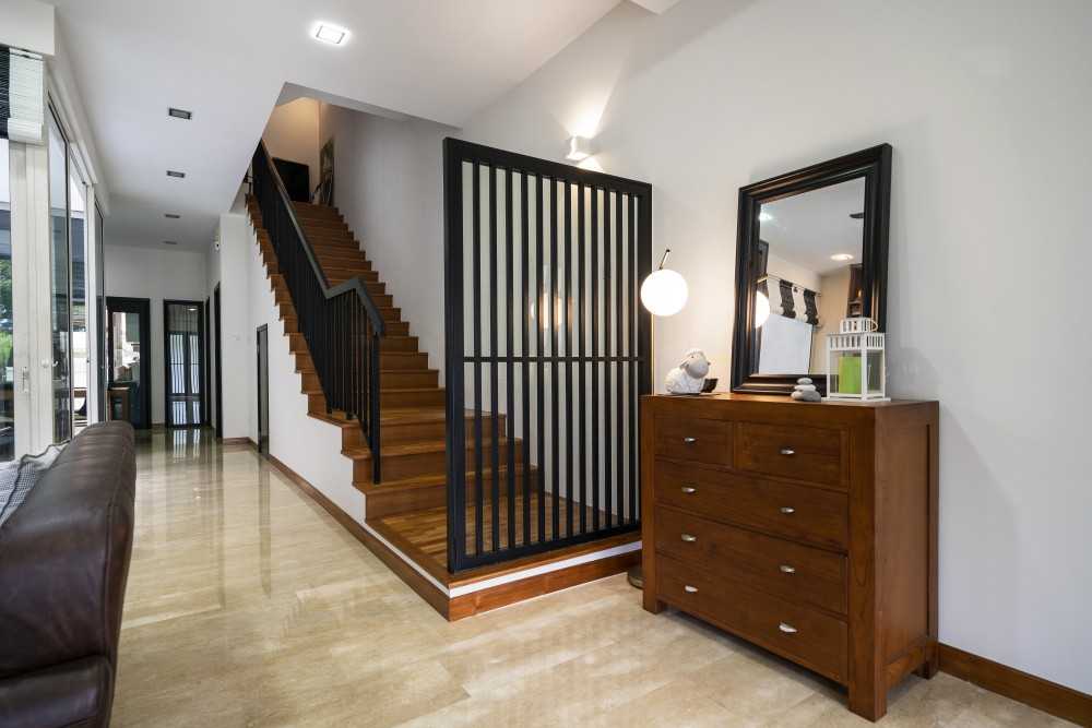 Modern Foyer with Artwork and Console Table