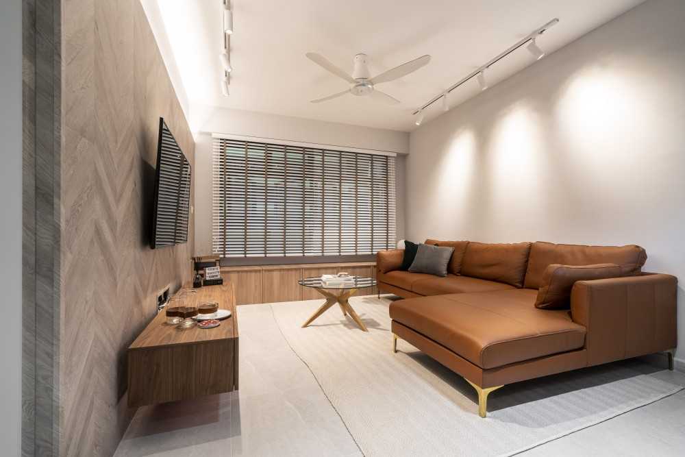 Scandinavian Living Room with Vinyl Flooring and Homogeneous Tiles