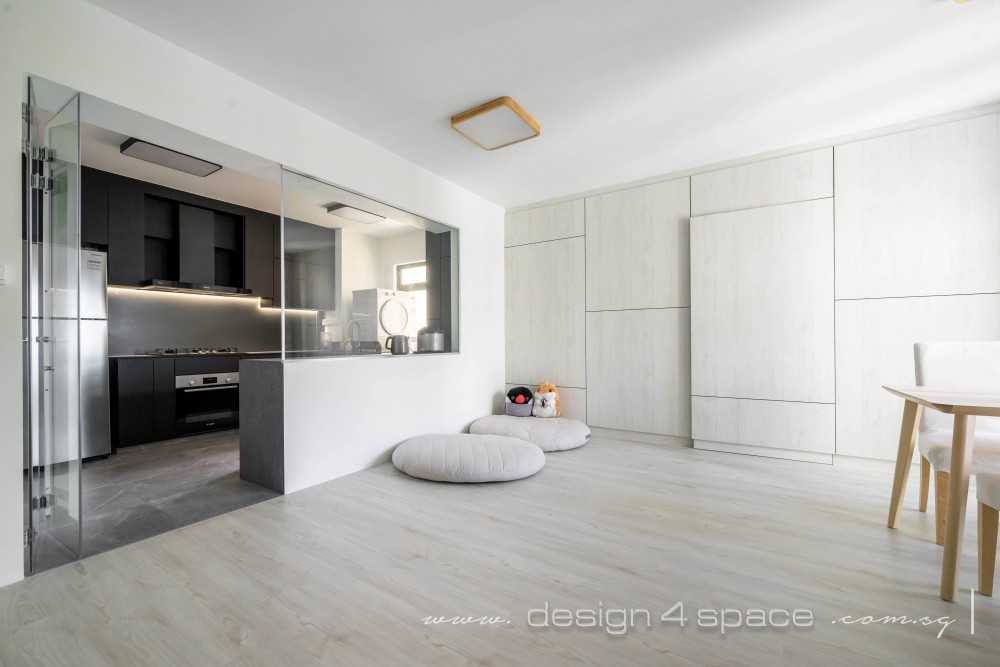 Minimalist Kitchen with Vinyl Flooring and Open Kitchen