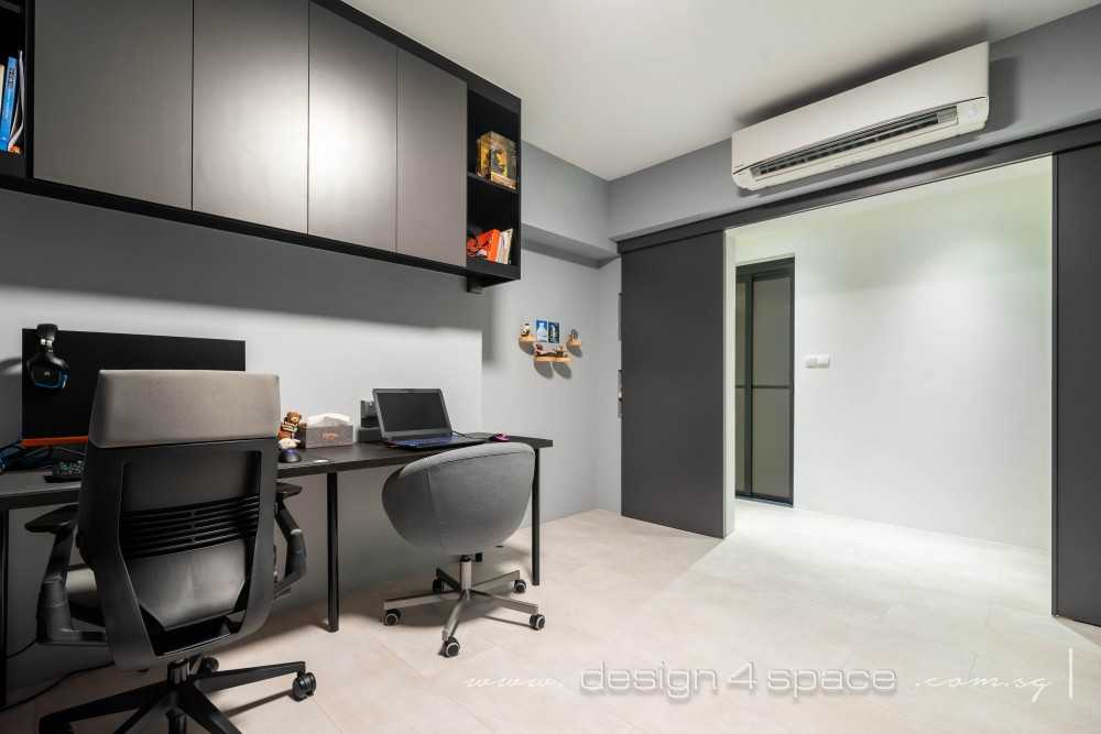 Minimalist Office with Bookshelf and Desk