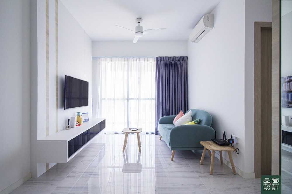 Modern Living Room with Marble Floor and TV Console