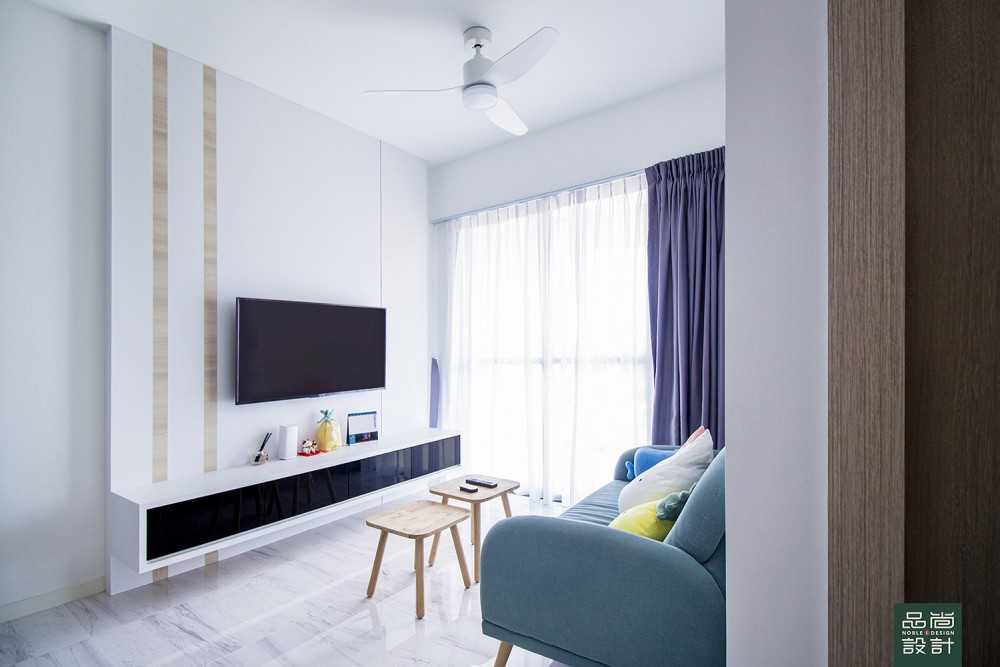 Modern Living Room with Marble Floor and TV Console