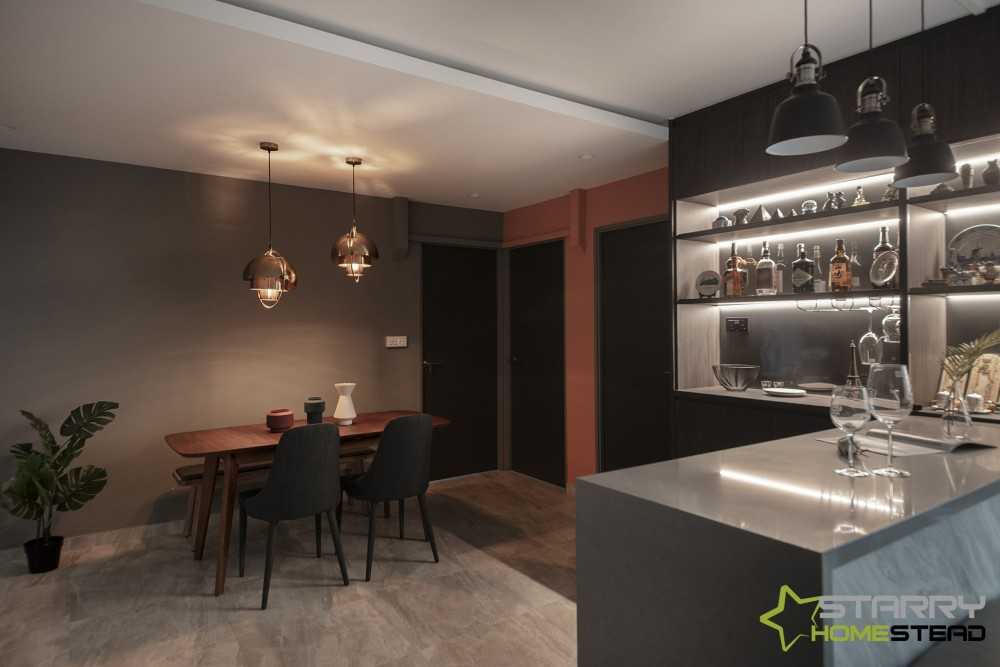 Modern Dining Room with Dining Table and Bar Stool