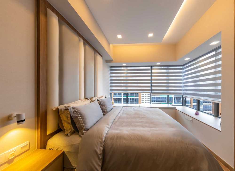 Modern Bedroom with Cove Lighting and Downlights