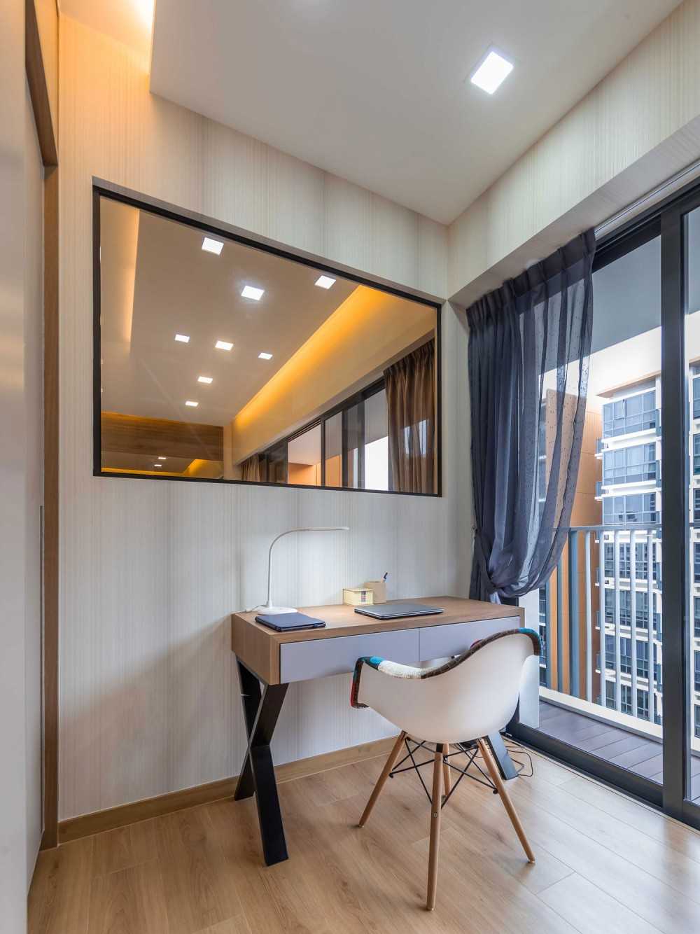 Modern Study with Cove Lighting and Downlights