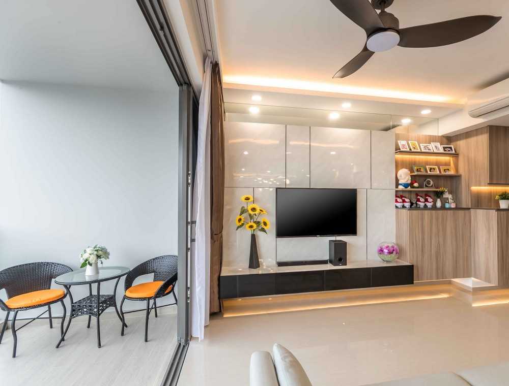 Modern Living Room with TV Console and Feature Wall