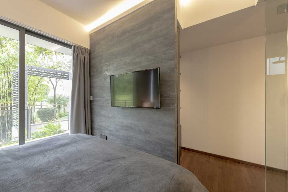 Modern Bedroom with Parquet Floor and Wood Flooring