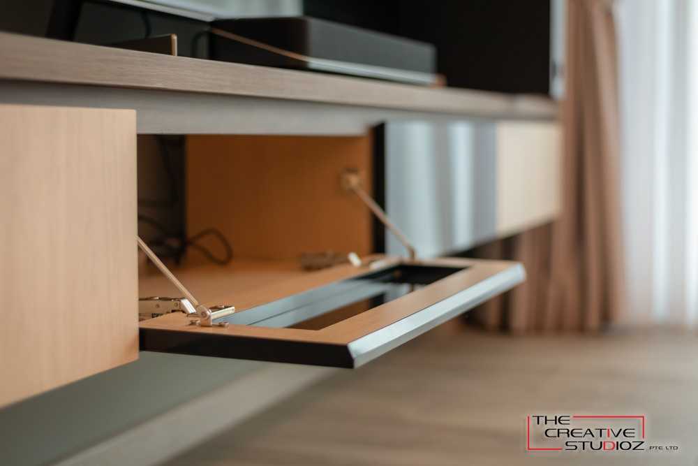 Scandinavian Living Room with Vinyl Flooring and TV Console