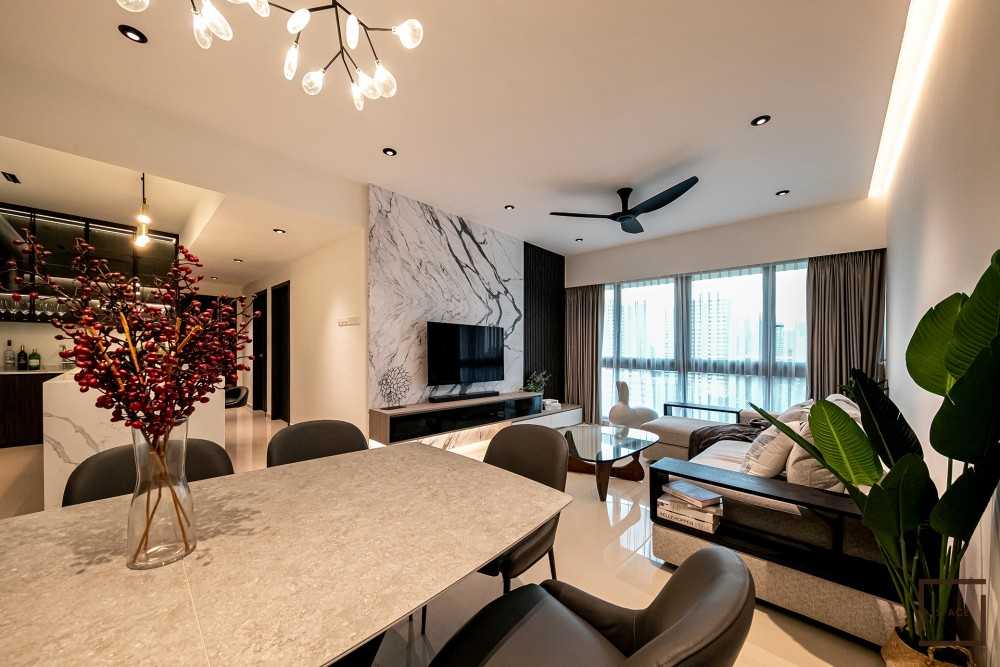 Contemporary Living Room with TV Console and Sofa