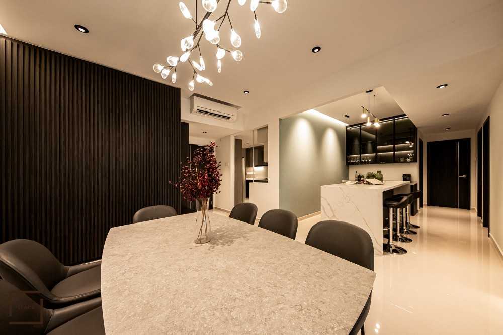 Contemporary Dining Room with Ceiling Light and Chandelier