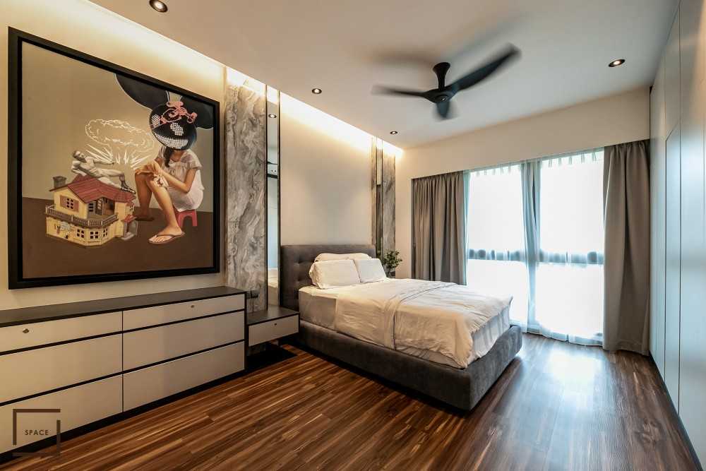 Contemporary Bedroom with Wardrobe and Bedside Table