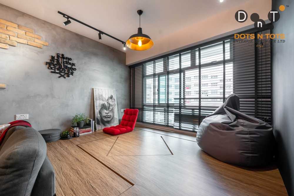 Industrial Living Room with Sofa and TV