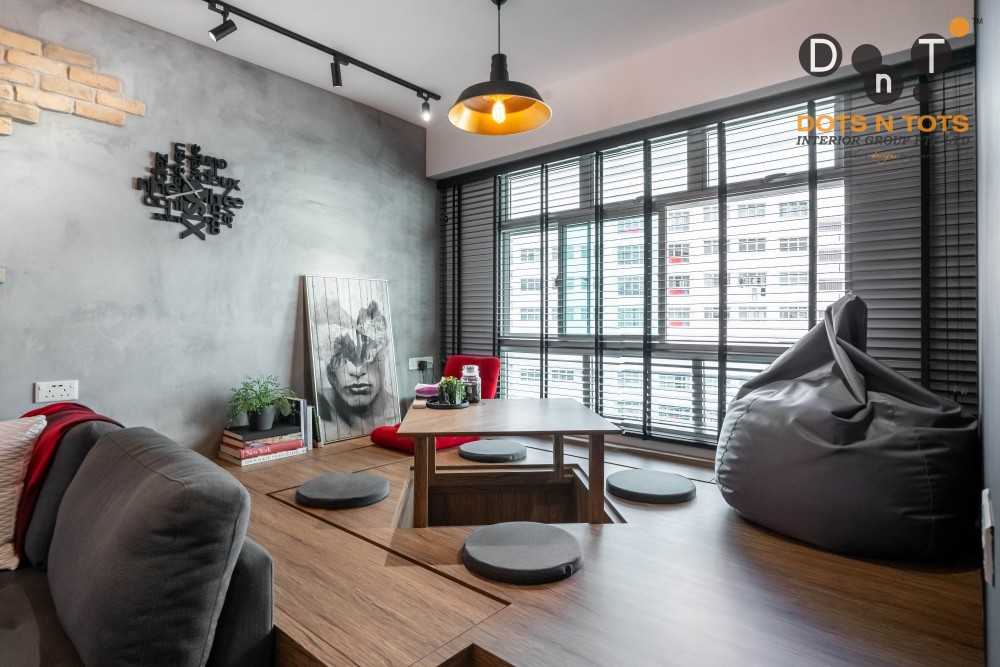 Industrial Living Room with Feature Wall and Sofa